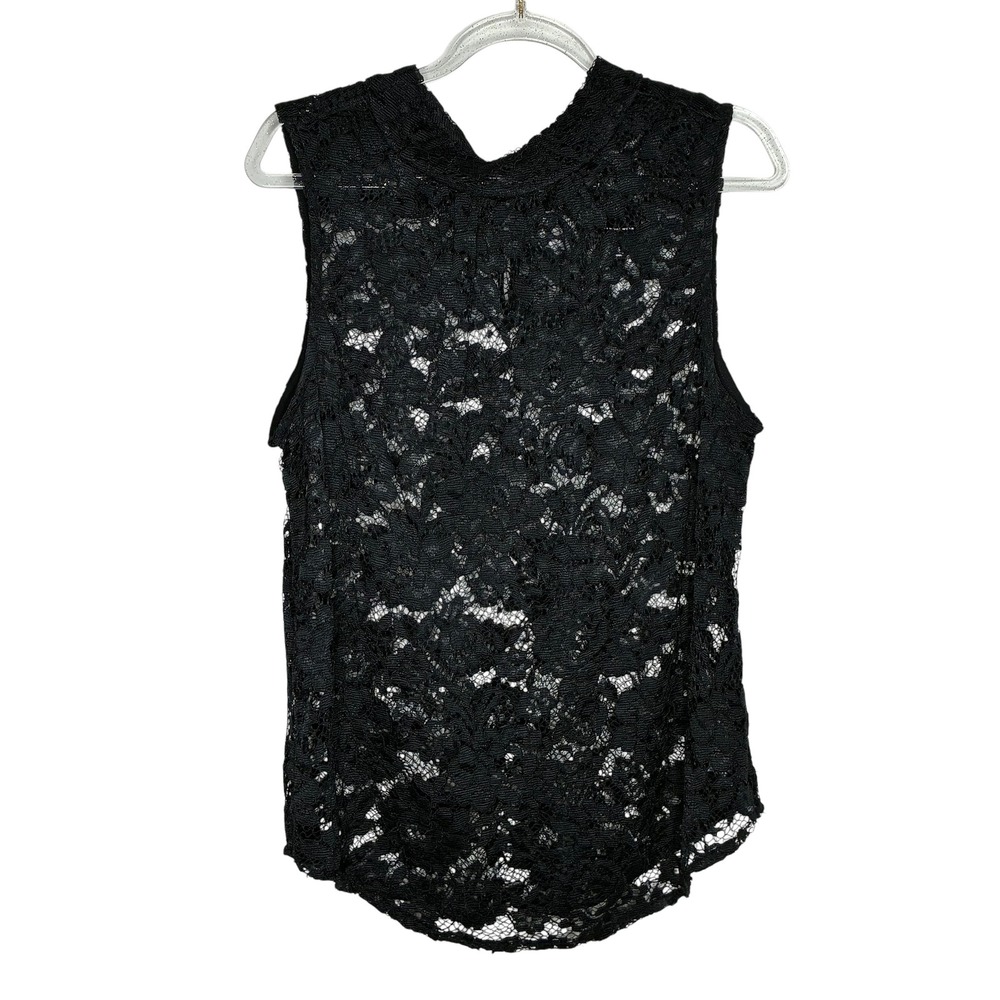 Who What Wear Woman Small Black Lace Mock Neck Top Goth Festival Grunge Boho